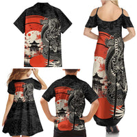Japanese Dragon Katana Enso Family Matching Summer Maxi Dress and Hawaiian Shirt Japan Pagoda Seamless Cloud LT14 - Polynesian Pride