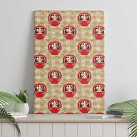 Japanese Daruma Doll Canvas Wall Art Palaka With Seamless Bamboo Pattern - Polynesian Pride