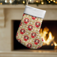 Japanese Daruma Doll Christmas Stocking Palaka With Seamless Bamboo Pattern LT14 Set of 2 Beige - Polynesian Pride