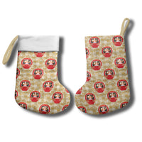 Japanese Daruma Doll Christmas Stocking Palaka With Seamless Bamboo Pattern LT14 - Polynesian Pride