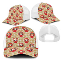 Japanese Daruma Doll Mesh Trucker Cap Palaka With Seamless Bamboo Pattern LT14 - Polynesian Pride