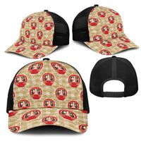 Japanese Daruma Doll Mesh Trucker Cap Palaka With Seamless Bamboo Pattern LT14 - Polynesian Pride
