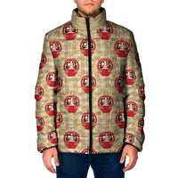 Japanese Daruma Doll Padded Jacket Palaka With Seamless Bamboo Pattern - Polynesian Pride