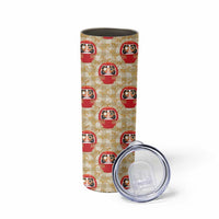Japanese Daruma Doll Skinny Tumbler Palaka With Seamless Bamboo Pattern - Polynesian Pride
