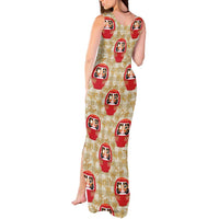 Japanese Daruma Doll Tank Maxi Dress Palaka With Seamless Bamboo Pattern - Polynesian Pride