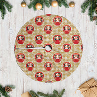 Japanese Daruma Doll Tree Skirt Palaka With Seamless Bamboo Pattern LT14 Casual Beige - Polynesian Pride