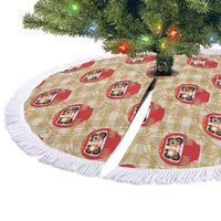 Japanese Daruma Doll Tree Skirt Palaka With Seamless Bamboo Pattern LT14 - Polynesian Pride
