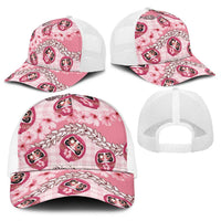 Japanese Daruma Doll Palaka Baseball Net Cap Cherry Blossoms With Shell Lei LT14 - Polynesian Pride