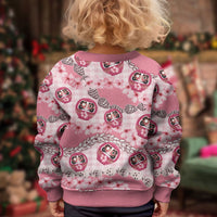 Japanese Daruma Doll Palaka Kid Ugly Christmas Sweater Cherry Blossoms With Shell Lei LT14 - Polynesian Pride