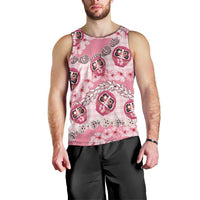 Japanese Daruma Doll Palaka Men Tank Top Cherry Blossoms With Shell Lei - Polynesian Pride