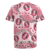 Japanese Daruma Doll Palaka Rugby Jersey Cherry Blossoms With Shell Lei - Polynesian Pride