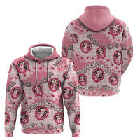 Japanese Daruma Doll Palaka Zip Hoodie Cherry Blossoms With Shell Lei - Polynesian Pride