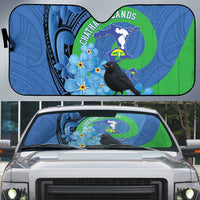 New Zealand Chatham Islands Auto Sun Shade Wharekauri Forget Me Not With Black Robin - Polynesian Pride