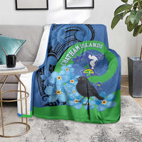 New Zealand Chatham Islands Blanket Wharekauri Forget Me Not With Black Robin