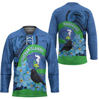 New Zealand Chatham Islands Hockey Jersey Wharekauri Forget Me Not With Black Robin - Polynesian Pride