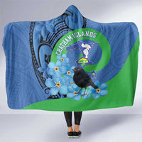 New Zealand Chatham Islands Hooded Blanket Wharekauri Forget Me Not With Black Robin