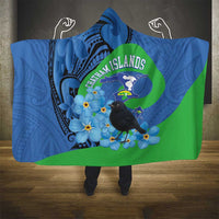 New Zealand Chatham Islands Hooded Blanket Wharekauri Forget Me Not With Black Robin