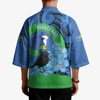 New Zealand Chatham Islands Kimono Wharekauri Forget Me Not With Black Robin - Polynesian Pride