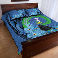New Zealand Chatham Islands Quilt Bed Set Wharekauri Forget Me Not With Black Robin