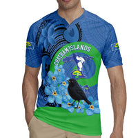 New Zealand Chatham Islands Rugby Jersey Wharekauri Forget Me Not With Black Robin