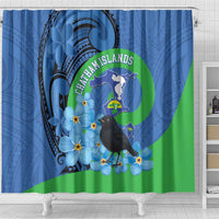 New Zealand Chatham Islands Shower Curtain Wharekauri Forget Me Not With Black Robin