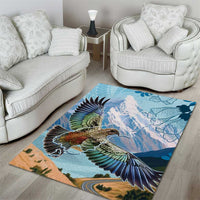 New Zealand South Island Area Rug Te Waipounamu Aoraki Kea Bird