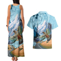 New Zealand South Island Couples Matching Tank Maxi Dress and Hawaiian Shirt Te Waipounamu Aoraki Kea Bird