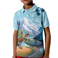 New Zealand South Island Kid Polo Shirt Te Waipounamu Aoraki Kea Bird