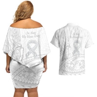 Polynesia Brain Cancer Awareness Couples Matching Off Shoulder Short Dress and Hawaiian Shirt In May We Wear Grey LT14 - Polynesian Pride