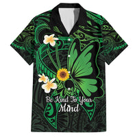 Polynesia Mental Health Awareness Family Matching Off Shoulder Maxi Dress and Hawaiian Shirt Green Ribbon Be Kind To Your Mind
