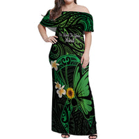 Polynesia Mental Health Awareness Off Shoulder Maxi Dress Green Ribbon Be Kind To Your Mind