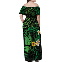 Polynesia Mental Health Awareness Off Shoulder Maxi Dress Green Ribbon Be Kind To Your Mind