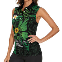 Polynesia Mental Health Awareness Women Sleeveless Polo Shirt Green Ribbon Be Kind To Your Mind