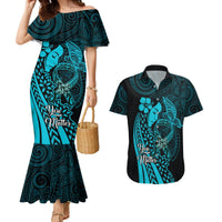 Polynesia World Ovarian Cancer Day Couples Matching Mermaid Dress and Hawaiian Shirt You Matter Polynesian Women LT14 Teal - Polynesian Pride