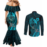 Polynesia World Ovarian Cancer Day Couples Matching Mermaid Dress and Long Sleeve Button Shirt You Matter Polynesian Women LT14 - Polynesian Pride