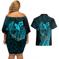 Polynesia World Ovarian Cancer Day Couples Matching Off Shoulder Short Dress and Hawaiian Shirt You Matter Polynesian Women LT14 - Polynesian Pride