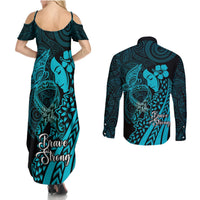 Polynesia World Ovarian Cancer Day Couples Matching Summer Maxi Dress and Long Sleeve Button Shirt You Matter Polynesian Women LT14 - Polynesian Pride