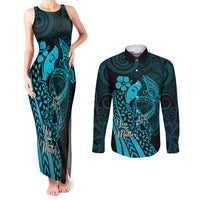 Polynesia World Ovarian Cancer Day Couples Matching Tank Maxi Dress and Long Sleeve Button Shirt You Matter Polynesian Women LT14 Teal - Polynesian Pride