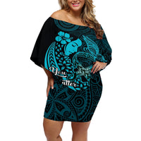 Polynesia World Ovarian Cancer Day Off Shoulder Short Dress You Matter Polynesian Women LT14 Women Teal - Polynesian Pride