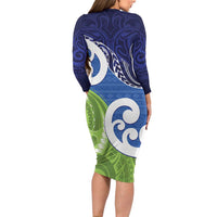 Southland New Zealand Family Matching Long Sleeve Bodycon Dress and Hawaiian Shirt Maori Koru Flag Color