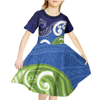 Southland New Zealand Kid Short Sleeve Dress Maori Koru Flag Color