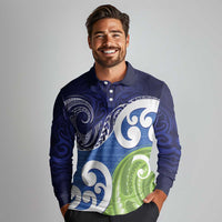 Southland New Zealand Long Sleeve Polo Shirt Maori Koru Flag Color
