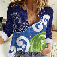 Southland New Zealand Women Casual Shirt Maori Koru Flag Color