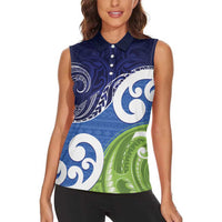 Southland New Zealand Women Sleeveless Polo Shirt Maori Koru Flag Color LT14 - Polynesian Pride