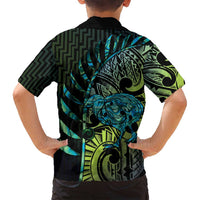 Southland Takehe Pounama Family Matching Summer Maxi Dress and Hawaiian Shirt Aotearoa Poutama Paua Shell Fern