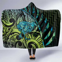 Southland Takehe Pounama Hooded Blanket Aotearoa Poutama Paua Shell Fern