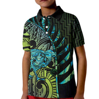 Southland Takehe Pounama Kid Polo Shirt Aotearoa Poutama Paua Shell Fern