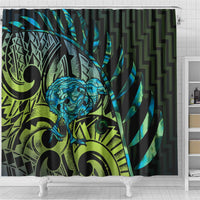 Southland Takehe Pounama Shower Curtain Aotearoa Poutama Paua Shell Fern