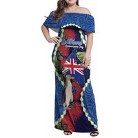 Southland Anniversary Day Family Matching Off Shoulder Maxi Dress and Hawaiian Shirt Murihiku 1861 Maori Bird Mix Pohutukawa