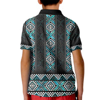 Paua Shell Taniko Pattern Aotearoa Kid Polo Shirt Niho Taniwha Mix Poutama